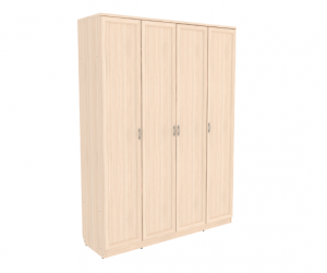 Шкаф 4-х створчатый (дверный) для одежды со штангой и полками (Молочный дуб)