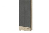 Шкаф 2х-дверный Паскаль (дуб эндгрейн/Графит серый+дуб эндгрейн)