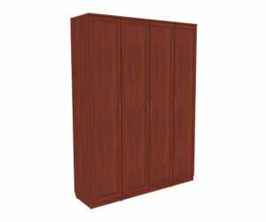 Шкаф 4-х створчатый (дверный) для одежды со штангой и полками (Ит. орех)