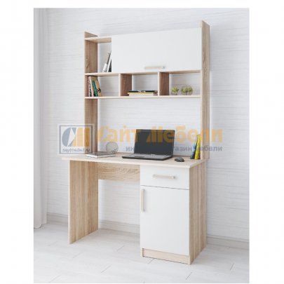 Письменно-компьютерный стол Квартет-10 (Дуб сонома/Белый)