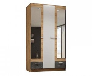 Шкаф Адель 1200 3-х створ. (Дуб вотан/Белый глянец)