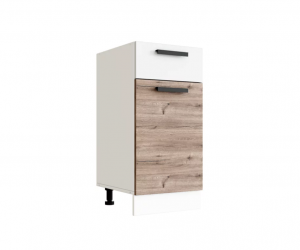 Н400-1Я Эра шкаф нижний кухня (Дуб горный/Белый гладкий)/стол. Черный мрамор