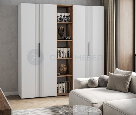 Модульная гостиная Кения комплект 1 (Белый софт/Табак)