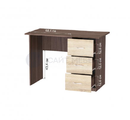 Письменный стол Сити-1 (Дуб крафт серый/Графит серый)