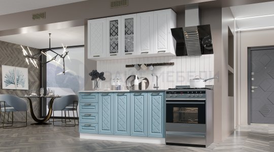 Кухня Агава 1600 (Акация белая/Аква)