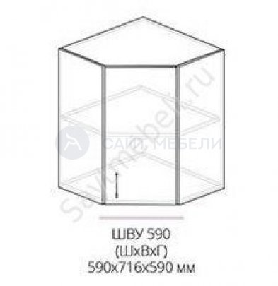 Кухня Бостон шкаф верхний угловой шву 600 (красный глянец)