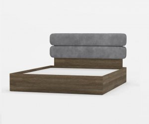 Кровать Палау с мягким изголовьем 1600х2000 (Серый селенит/Табак)