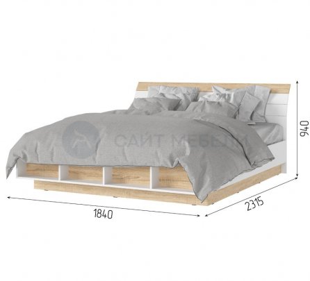 Кровать двуспальная Санса КР-03 1.8х2 м (Дуб сонома/Белый)