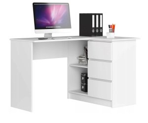 Компьютерный стол Сура угловой с 3 ящиками (Белый)
