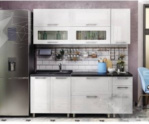 Кухонный гарнитур Монро 2м (Белый/белый глянец МДФ MF07)