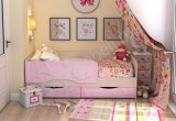 Детская кровать с ящиками Дельфин 800х1400 (Розовый)