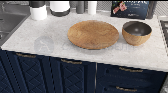 Кухня Агава 1600 (Акация белая/Сапфир)