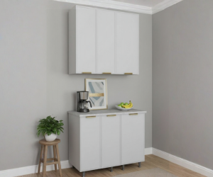 Кухонный гарнитур Роял 1,0 м ШВВ600, ШВВ400, ШНМ600, ШН400 (МоноБелый)