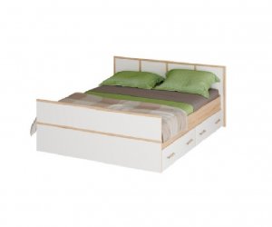 Кровать с ящиками Сакура 1400 х 2000 (Сонома/Белый)