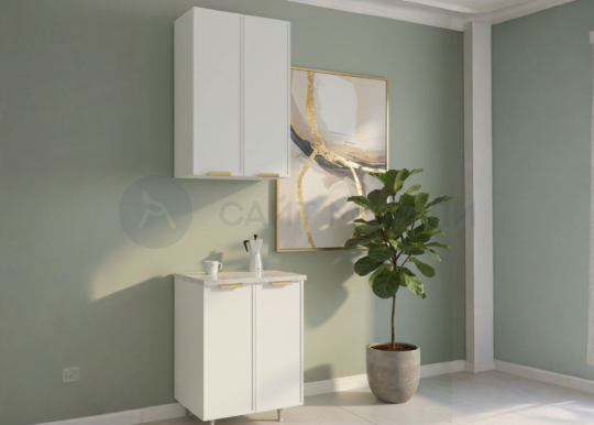 Кухонный гарнитур Роял 0,6м ШВВ600+ШНМ600 (МоноБелый)