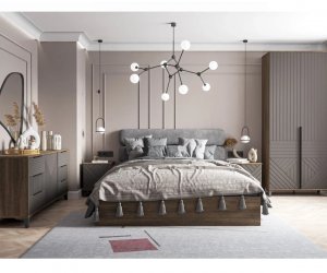 Спальный гарнитур Палау сп.м.160х200 (Табак/Грей софт)