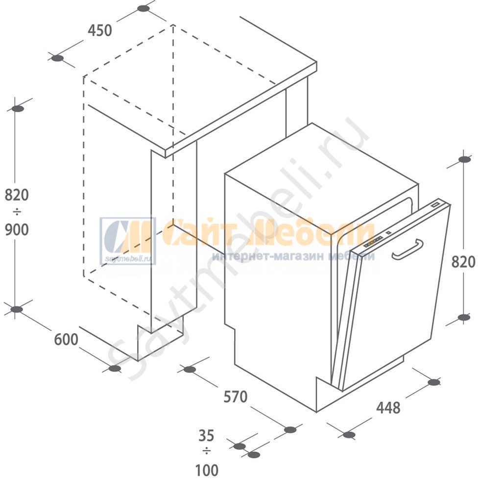Встраиваемая посудомоечная машина Candy CDI P96-07 - Сайт мебели