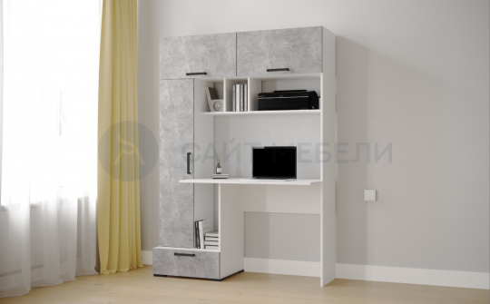 Компьютерный стол Квартет-11 (Ателье светлое/Белый)