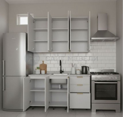 Кухонный гарнитур Роял 1,5м (МоноБелый)