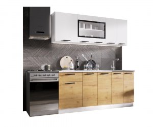 Кухонный гарнитур Хозяюшка 1800 (Белый/Дуб вотан)