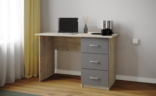 Письменный стол Сити-1 (Дуб крафт серый/Графит серый)