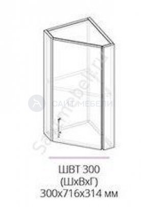 Кухня Бостон шкаф верхний торцевой ШВТ 300 (мдф белый глянец)