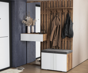 Модульная прихожая Кения комплект 1 (Белый софт/Табак)