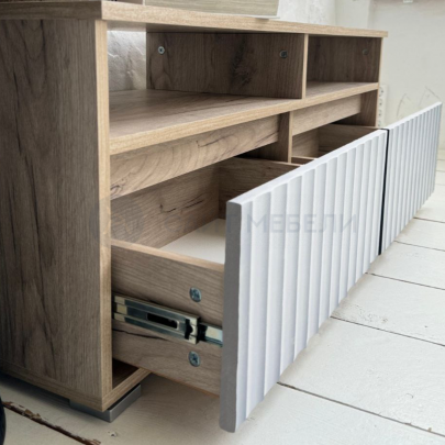 Тумба для телевизора ТВ-3 (Дуб крафт серый/Белый софт)