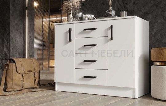 Комод К1000-2Д (Белый гладкий)