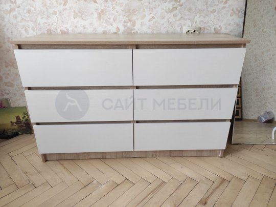 Комод Сура 6 ящиков 1200 (Дуб сонома/Белый)