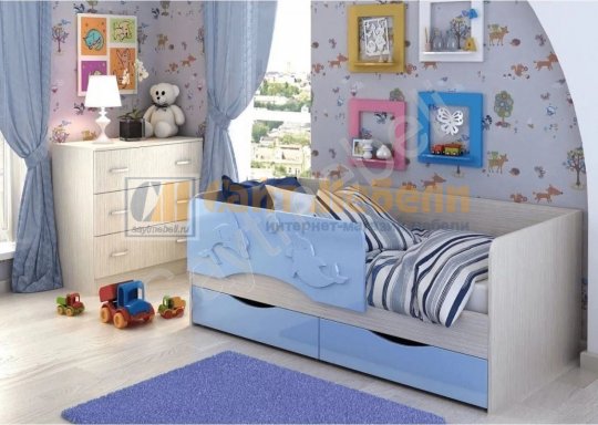 Кровать детская Алиса 1,4 кр-811 (Голубой)