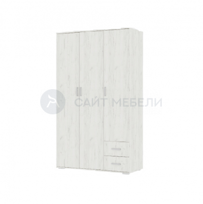 Трехстворчатый распашной шкаф Нельсон 1 (Дуб крафт белый)