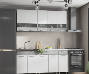 Кухня Денвер 2.0 (Белый/Ателье Светлое)