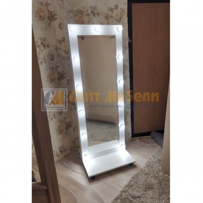 Гримерное ростовое зеркало Сура с подсветкой (Белое)