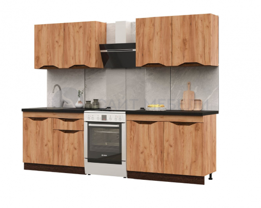 Кухонный гарнитур Паола 2.0 МДФ Венге/Дуб крафт золотой
