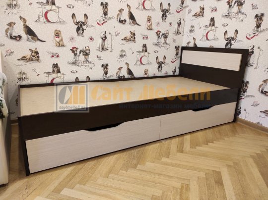 Кровать с ящиками Гармония 900х2000 КР-608 (Венге/Дуб белфорд)