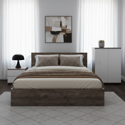 Кровать двуспальная КР 1400 140х200 (Дуб сандал)