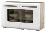 Комод с тонированными витринами Наоми КМ-10 (Дуб каньон/Белый глянец)