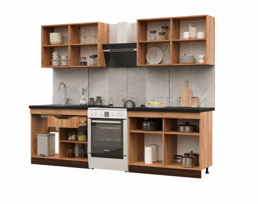 Кухонный гарнитур Паола 2.0 МДФ Венге/Дуб крафт золотой