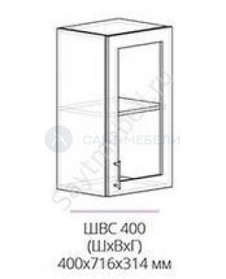 Кухня Бостон шкаф верхний со стеклом швс 400 (мдф белый глянец)