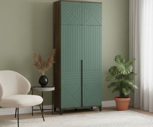 Шкаф 2-х створчатый с антресолью Палау (Табак/Эвкалипт софт)