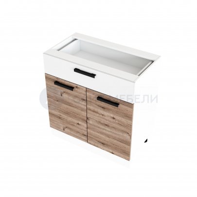 Н800-1Я Кухня Эра шкаф нижний (Дуб горный/Белый)/стол. Черный мрамор