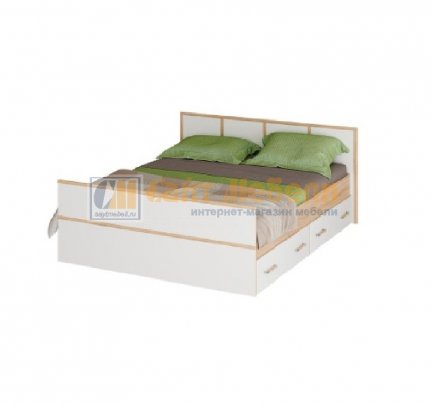 Кровать с ящиками Сакура Light 1600 х 2000 (Сонома/Белый)
