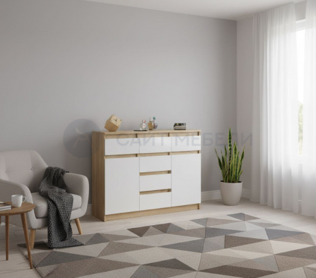 Комод Норд №5 (Дуб сонома/Белый)