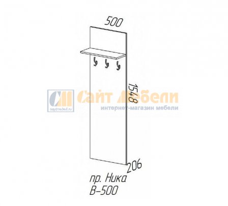 Вешалка-панель настенная Ника в500 (Ясень шимо темный)