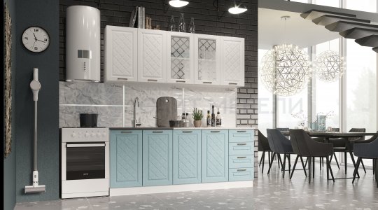 Кухня Агава 1600 (Акация белая/Аква)