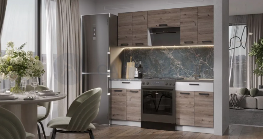 Kуxoнный гаpнитуp Эра 1.8 м (Дуб горный/Белый гладкий)