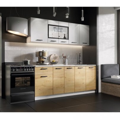 Кухонный гарнитур Хозяюшка 2000 (Белый/Дуб вотан)