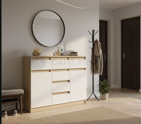 Комод Норд №5 (Дуб сонома/Белый)