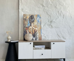 Комод 2 (Дуб крафт серый/Белый софт)